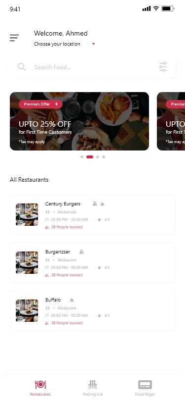 Server — Restaurant platform project interface