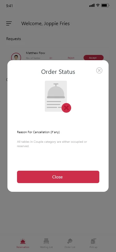 Server — Restaurant platform original app screen 6